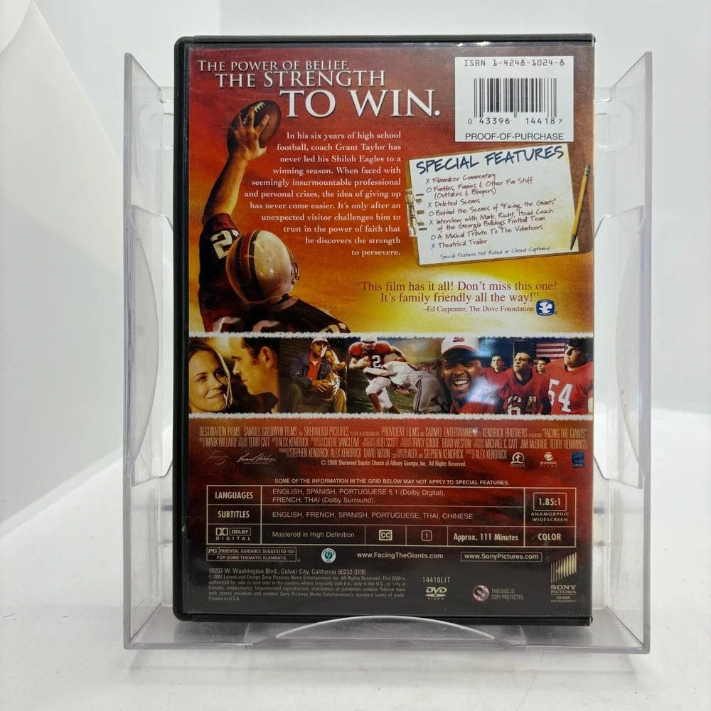 Facing the Giants DVD 2006 Football Christian Faith Drama Alex Kendrick Sony